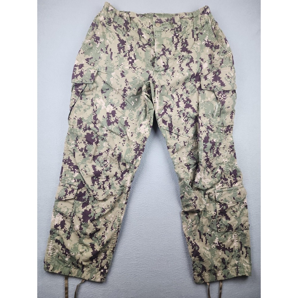US Navy Pants Mens L Short Green Type III NWU Camo Cargo Uniform Digital READ